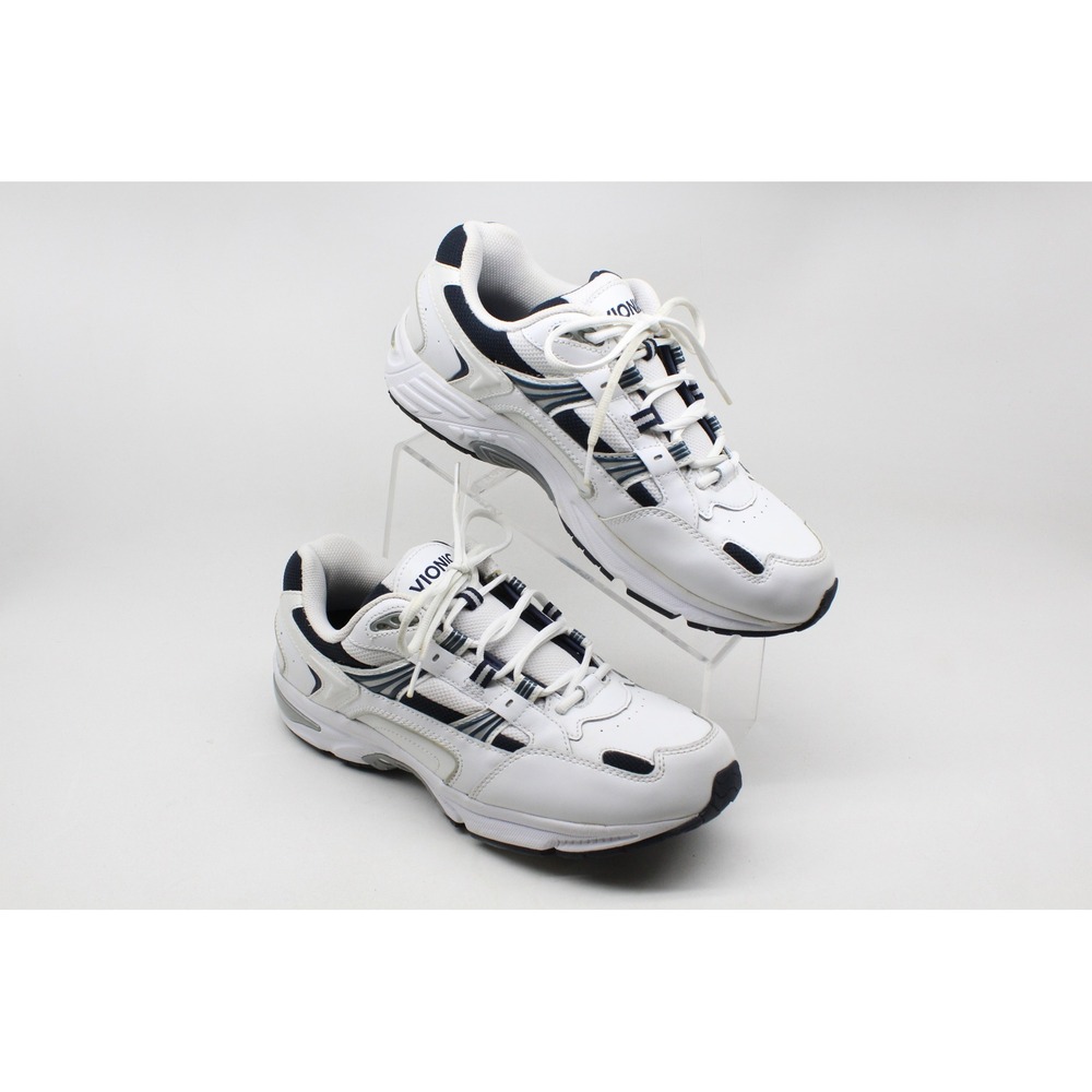 Vionic Walker Men's Size 12 US Classic White Navy Leather Walking Shoes Sneakers